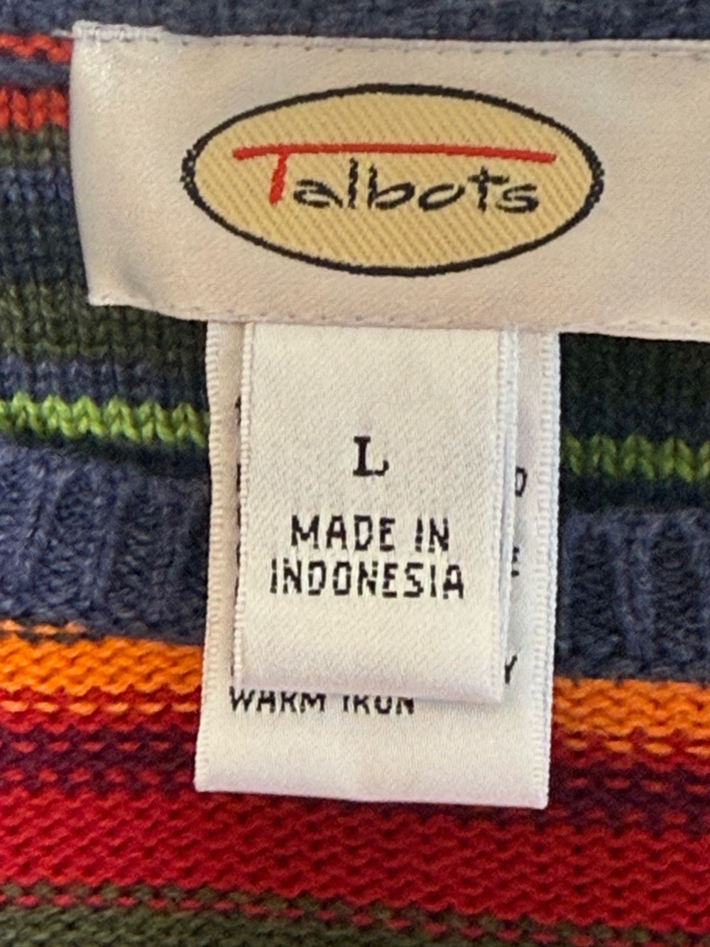 Talbots Multicolor Striped Crewneck Sweater Size Large - Picture 4 of 10